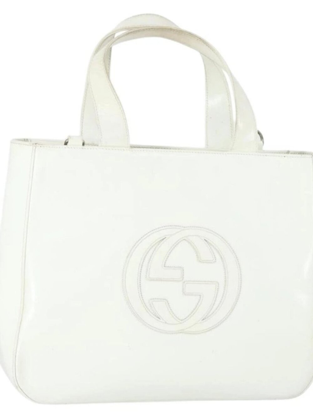 GUCCI Hand Bag Patent leather White Auth ep12976